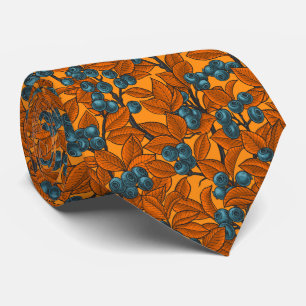 Cravate Jardin aux bleuets, bleu et orange