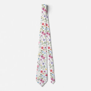 Cravate Jardin coloré Fleurs sauvages Prairie printanière