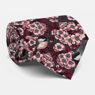 Cravate Jardin de cerisier nocturne