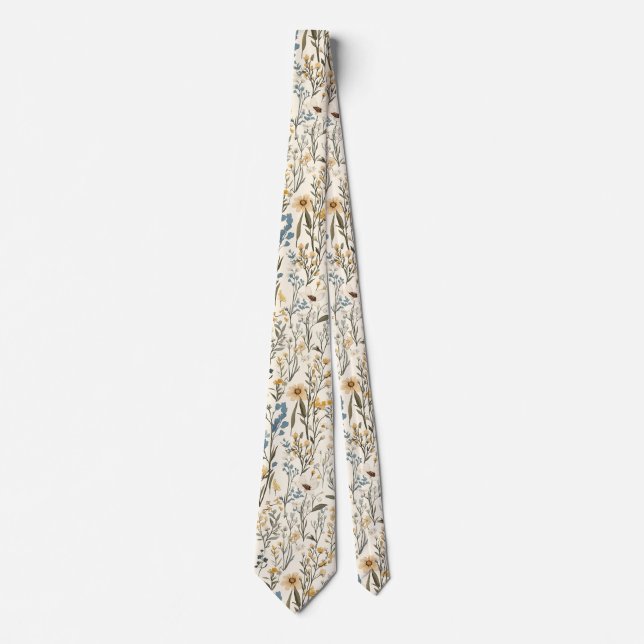 Cravate Jardin fleur sauvage Floral (Devant)