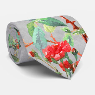 Cravate Jardin Floral Rose rouge Vintage