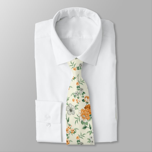 Cravate Jardin Jaune doux motif floral (Attaché)