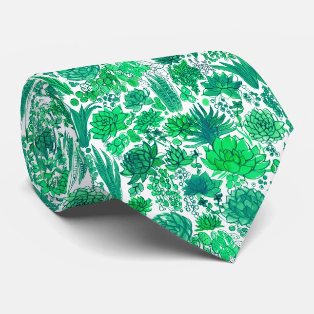 Cravate Jardin succulent (Roulé)