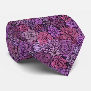 Cravate Jardin succulent en rose et violet