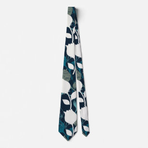 Cravate Jardin vintage bleu fleuri motif