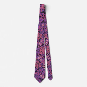 Cravate Jasmine vintage violet rose par William Morris