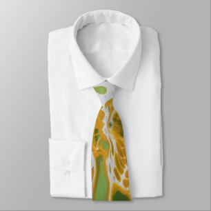 Cravate jaune Abstrait, cuivre et vert