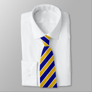 Cravate Jaune Moutarde Noble & Rayures Bleu Marine