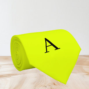 Cravate Jaune Néon Rétro Monogramme Fluorescent Clair