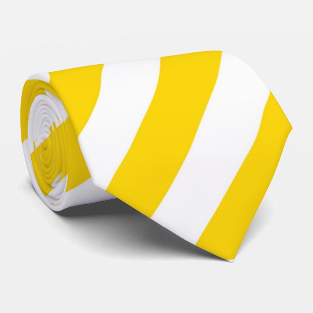Cravate Jaune Stripe cadeau pour hommes (Roulé)
