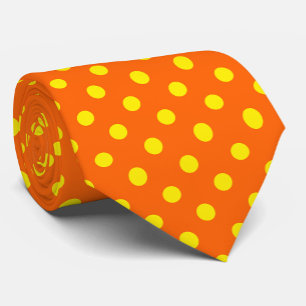 Cravate Jaune Sur Orange Pois Design Motif