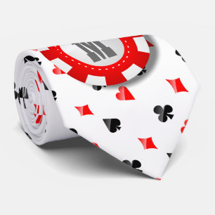 Cravate Jeton de poker décoré d'un monogramme avec des