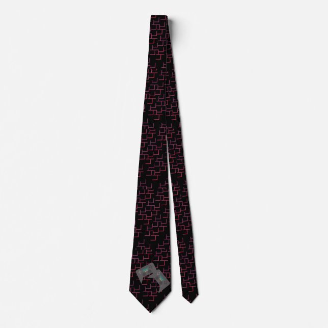 Cravate Jeu Joueur Maze cadeau Rouge Noir (Devant)