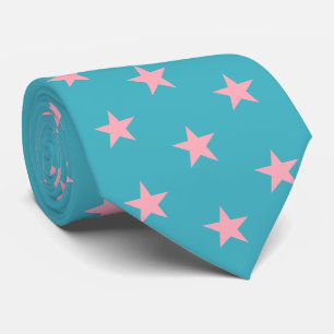 Cravate Jockey soies bleu vert avec étoiles roses Derby