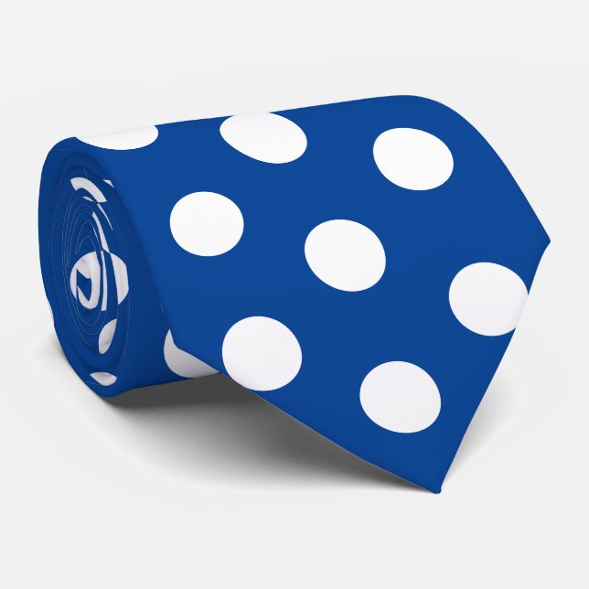Cravate Jockey soies Dots bleu et blanc Derby (Roulé)