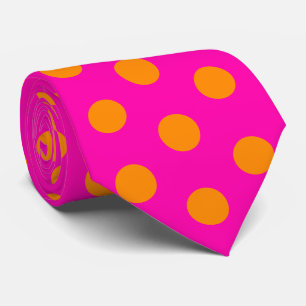 Cravate Jockey soies Dots Hot rose et Orange Derby