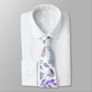 Cravate Joli bleu bleu Lilac Aquarelle Motif