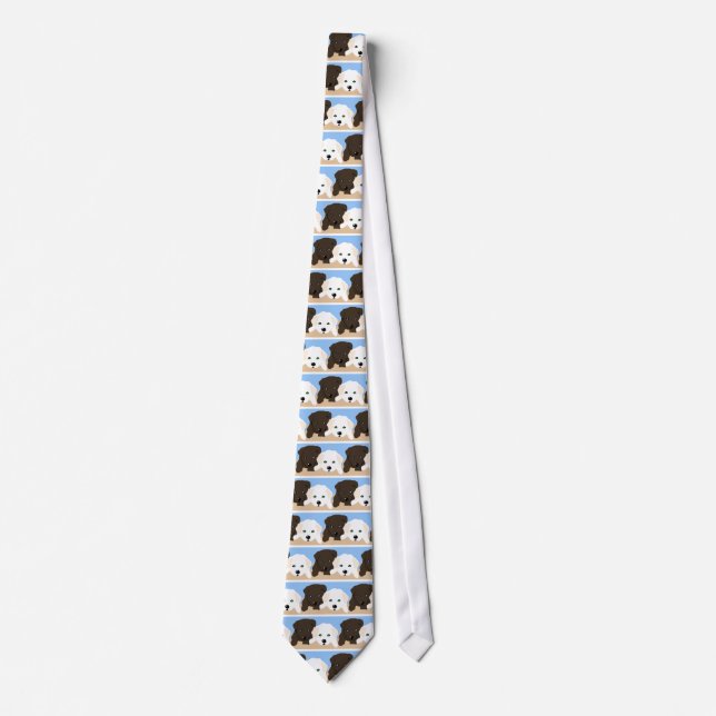 Cravate Joli cadeau brun et blanc de marionnettes du Labra (Devant)