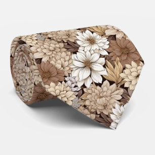 Cravate Joli carrelé vintage boho fleurs carrelé motif col