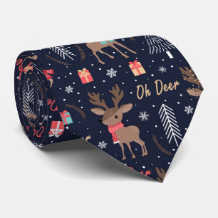 Cravate Joli cerf de Noël et symboles motif