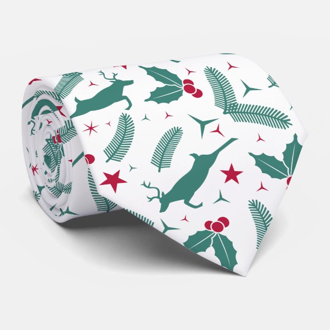 Cravate Joli Cerfs de Noël et Saint-Motif (Roulé)
