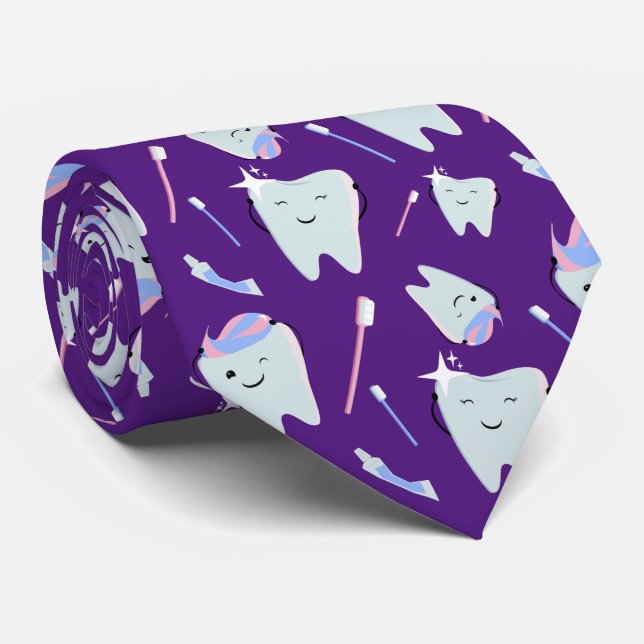 Cravate Joli Dentiste Dental Hygiéniste Motif dentaire Vio (Roulé)