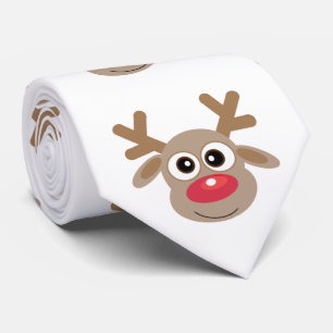 Cravate Joli dessin Reindeer Motif Noël Fun Blanc