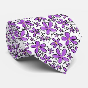 Cravate Joli motif de fleurs violettes