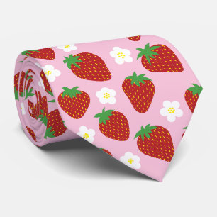Cravate Joli motif d'été aux fraises