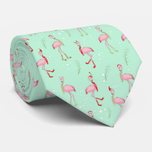 Cravate Joli motif flamant rose Noël