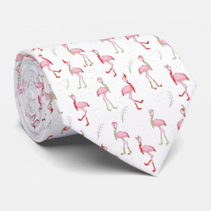 Cravate Joli motif flamant rose Noël