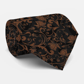 Cravate Joli motif floral de tigre noir marron