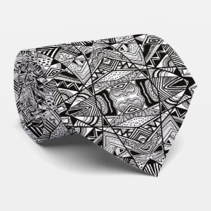 Cravate Joli noir blanc motifs de dessin abstraits