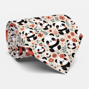 Cravate Joli panda noir et blanc