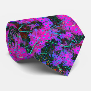 Cravate Joli rose chaud, Magenta et bleu Aqua Flowers