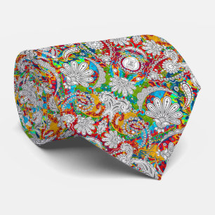 Cravate Joli vintage coloré blanc cachemire motif