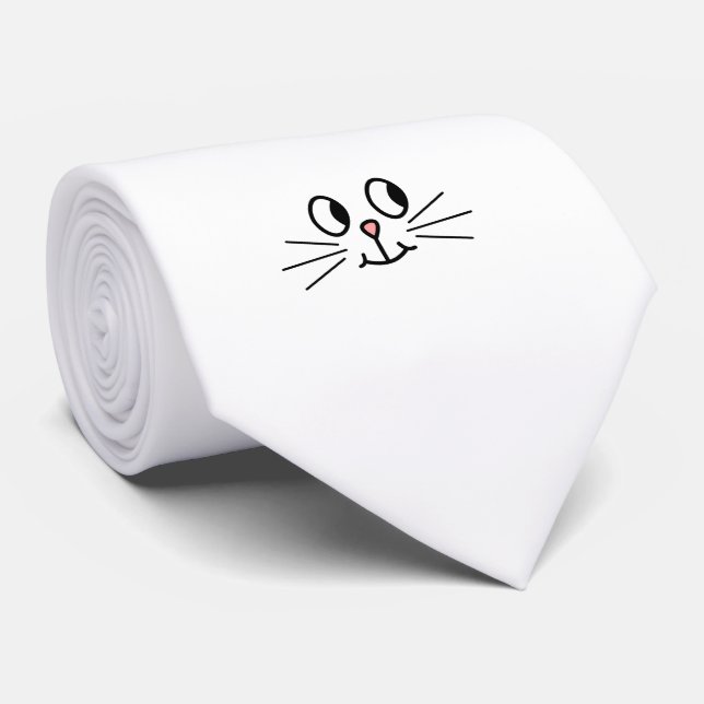 Cravate Joli Visage De Chat. (Roulé)