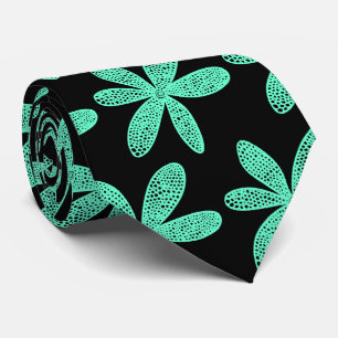 Cravate Jolie Fleur - Turquoise sur Noir