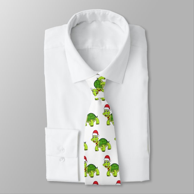 Cravate Jolie tortue en chapeau de Père Noël (Attaché)