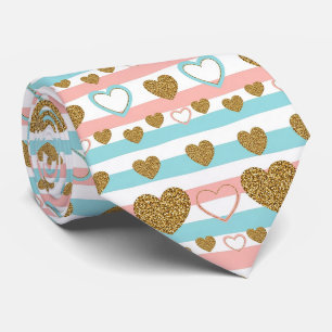 Cravate Jolis cœurs de la Saint-Valentin pastel avec des a