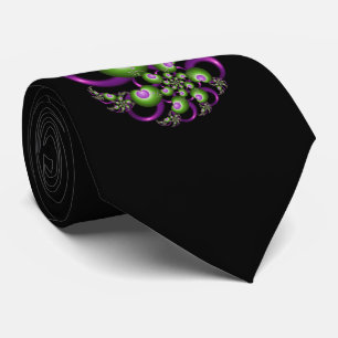 Cravate Jolis cœurs verts roses modernes abstraits fractal