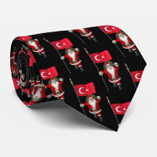 Cravate Jolly Père Noël Avec Drapeau De Turquie