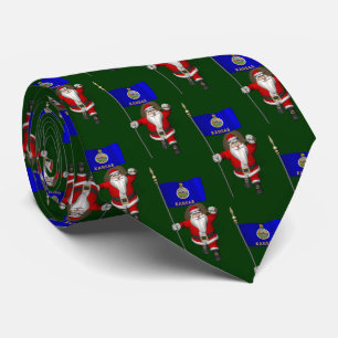 Cravate Jolly Père Noël Avec Drapeau Du Kansas