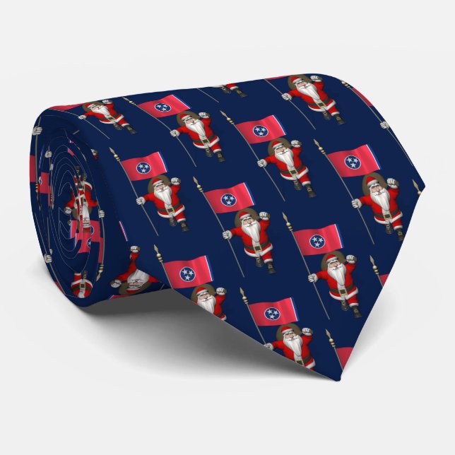 Cravate Jolly Santa Claus Avec Drapeau Du Tennessee (Roulé)