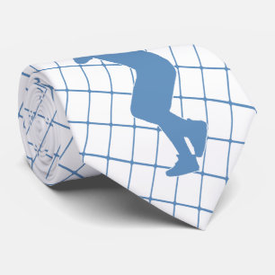Cravate Joueur de baseball avec Bat Blue Check Necktie