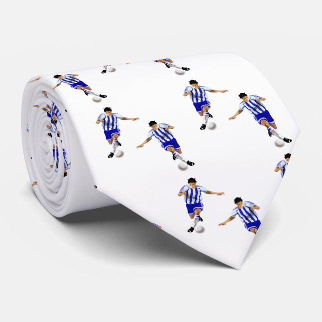 Cravate Joueurs de football Kicking Ball Blue Uniform (Roulé)