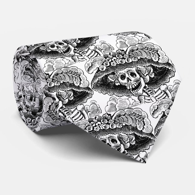 Cravate Jour de la mort Elégance - La Calavera Catrina (Roulé)