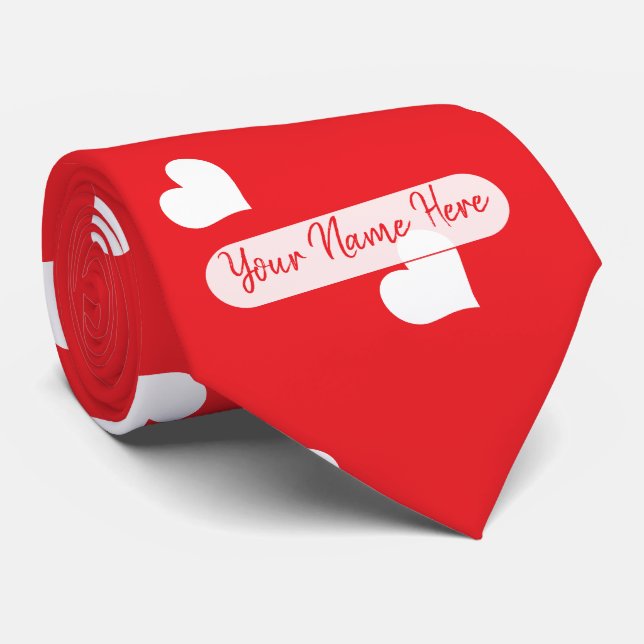 Cravate Joyeuse Saint-Valentin Moderne Motif d'Amour (Roulé)