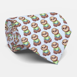 Cravate Joyeuse Sloth portant une chemise mignonne Motif