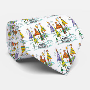Cravate Joyeuses Fêtes ! Jolis Arbres de Noël avec Étoiles